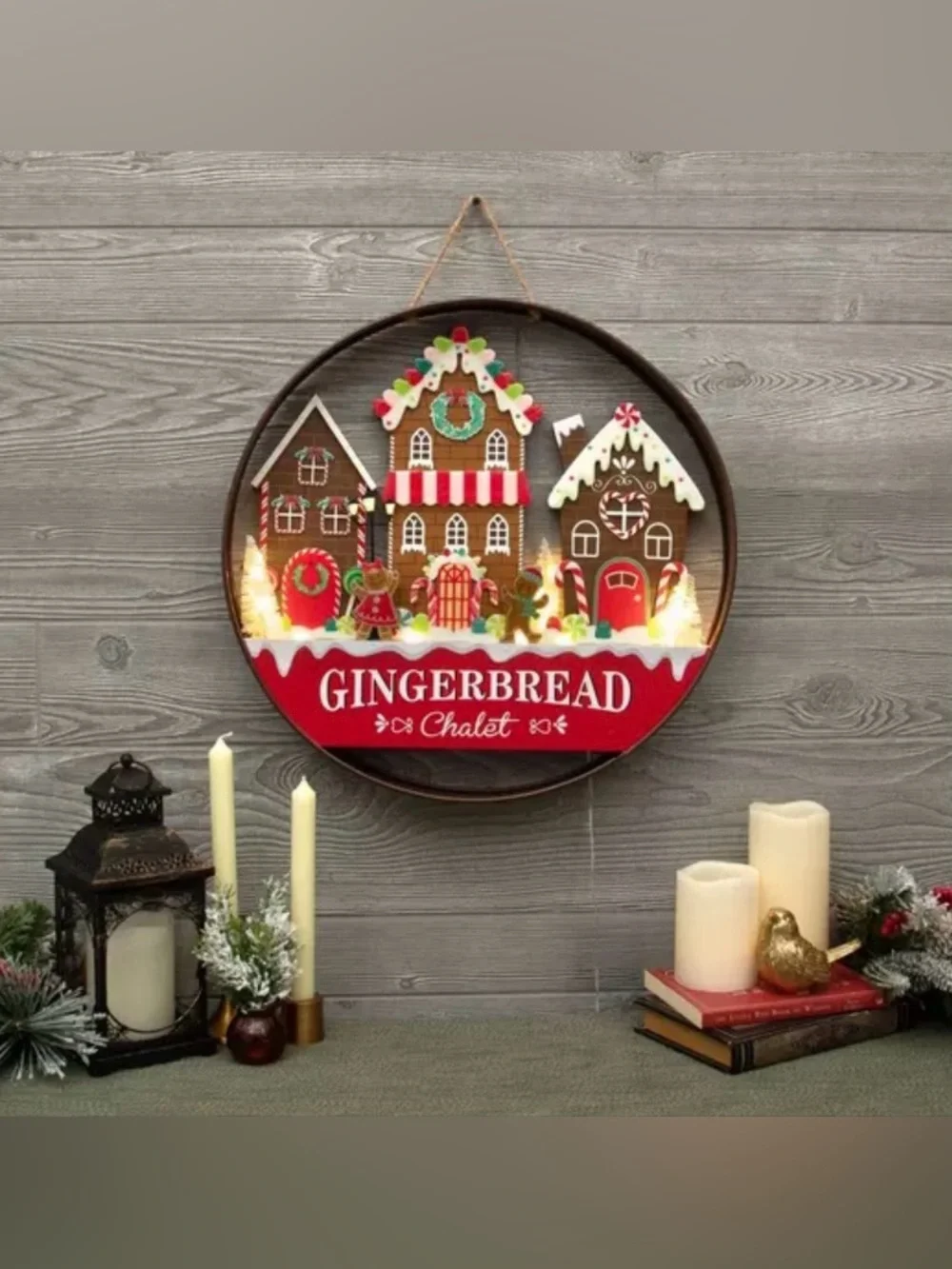 Gingerbread Chalet Light Up Wood Wall Decor Gingerbread Chalet Wall Hanging - R